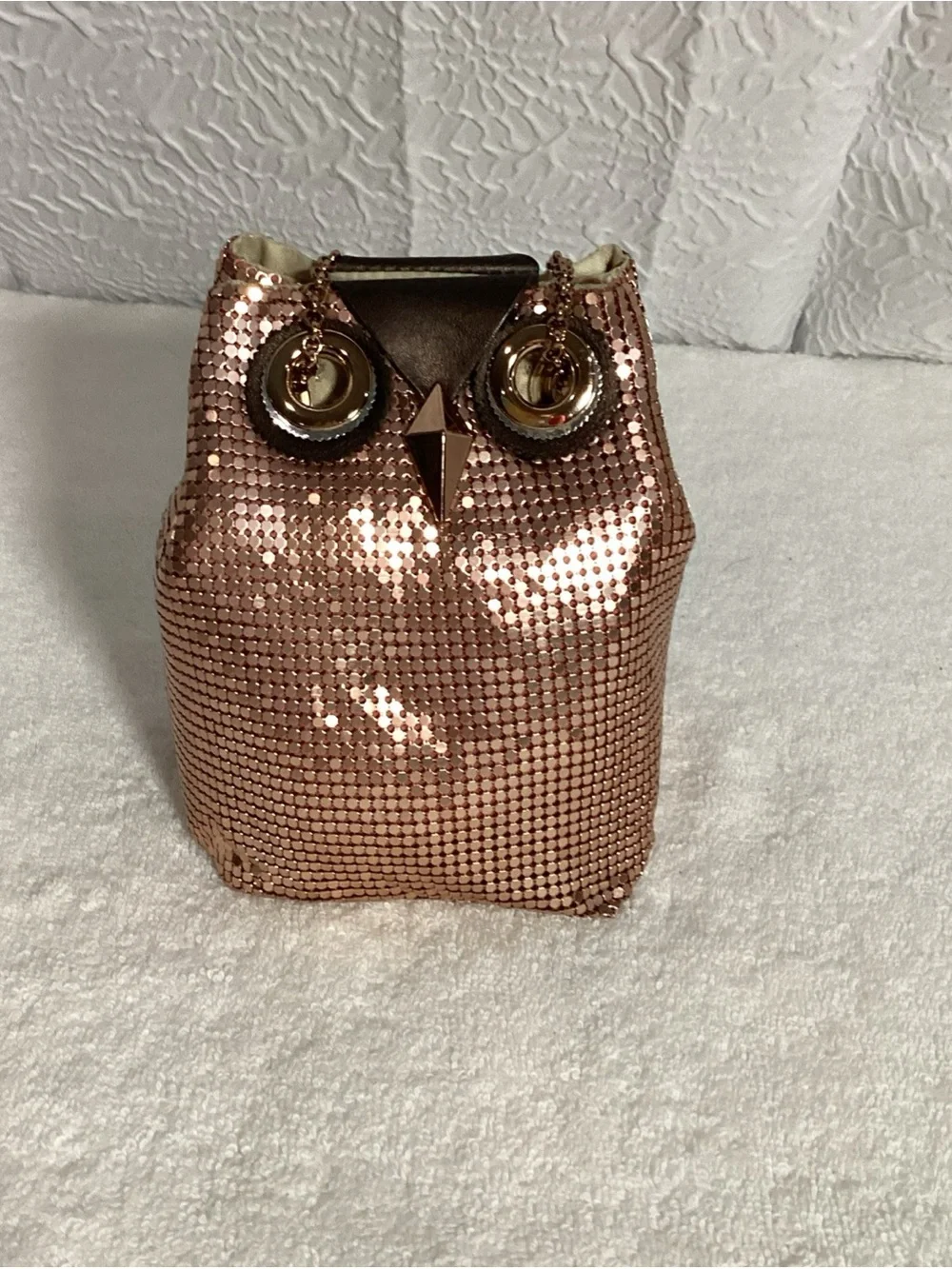 Kate Spade Evening Belle Night Owl Rose Gold Metallic Shoulder Bag